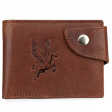 Brown Textured Leather Mens Wallet with Flap Button Closure 