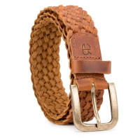 Tan Fine-Braided Woven Leather Belt 