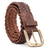 Dark Brown Round Braided Leather Belt 