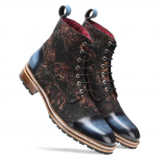 Jose Printed Laceup Boots - Blue Rust 