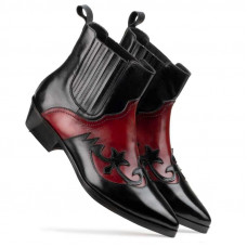 Chavez Chelsea Cowboy Boots in Black Red 